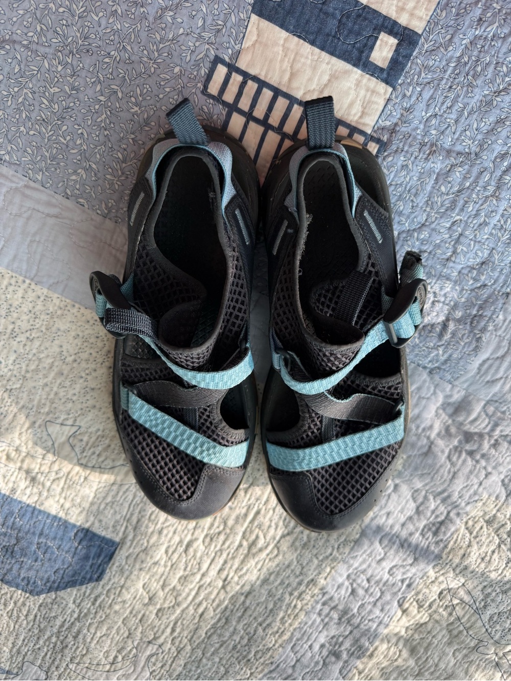 Chaco Navy Water Sandals with Light Blue Straps